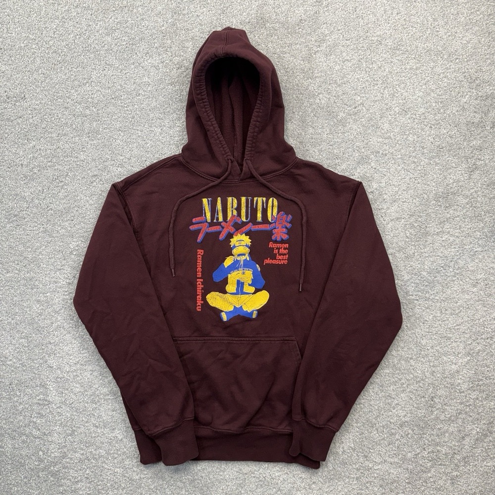 Naruto Shippuden Ichiraku Ramen Anime Graphic Hoodie Maroon Men's Size Small